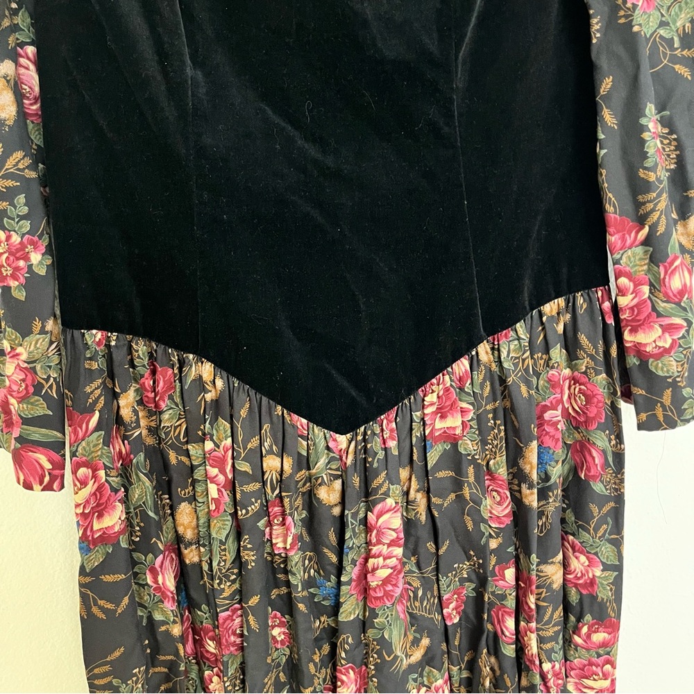Rare Donna Morgan Vintage Fairy Velvet‎ Dress Romantic Goth Dark Whimsigoth 14 - Picture 4 of 14